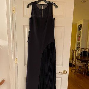 Kay Unger Dahlia Pleated Chiffon Gown (Navy Blue), Size 8- New with Tags